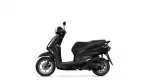 Side view of a black modern scooter with a glossy finish and a visible 'Delight' logo on the rear panel.