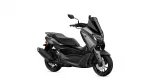Gray Yamaha scooter shown from a right-front side angle, highlighting the windshield, front fairing, and sleek bodywork.
