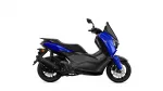 Blue Yamaha scooter viewed from the left side against a white background.