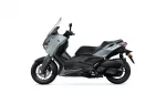 Yamaha X-MAX scooter in grey and black, shown from the left side with windshield and handlebars visible