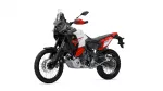 Yamaha Tenere 700 World Raid adventure motorcycle shown in white, red, and black with off-road tires and tall windscreen (side view).