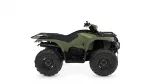 Green Yamaha Kodiak all-terrain vehicle with front and rear cargo racks and large off-road tires shown in a three-quarter view.