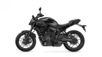 Side profile of a matte black Yamaha MT-07 motorcycle viewed from the left