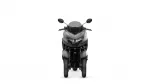 Front view of a gray sport motorcycle with a windshield and side mirrors against a white background.