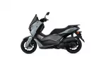 Side view of a gray and black Yamaha NMAX scooter showing the front wheel and seat.