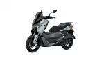 Silver/gray Yamaha NMAX scooter shown from a front-left angle with a tall windscreen and black accents, isolated on white background.