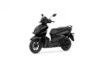Black Yamaha scooter with windshield and dual mirrors, shown from a front-left angle against a white background.