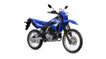 Blue Yamaha dirt bike shown in a left-front-quarter view on a white background, highlighting its blue bodywork and knobby tires.