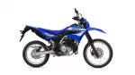 Blue Yamaha dirt bike shown in a left-side profile highlighting the seat, engine, and knobby tires.