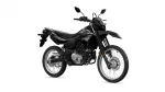 Black Yamaha dual-sport motorcycle shown from the left-front side with knobby tires and exposed engine