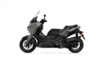 Side view of a gray Yamaha XMAX scooter with a windshield, shown on a white background