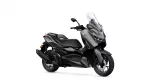Gray Yamaha XMAX scooter shown in a side profile with tall windshield