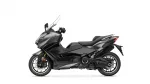 Grey Yamaha Tmax sport scooter shown from a left-front side angle with a windshield against a white background.
