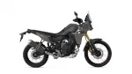 Yamaha Tenere 700 adventure motorcycle shown in a side profile with brown/gray body and gold front forks on white background